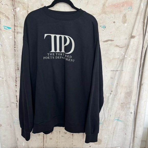 Taylor Swift the Tortured Poets Department Black Crewneck - Picture 1 of 3